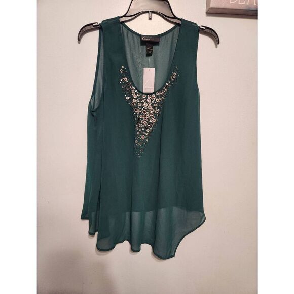 Lane Bryant Size 16 Green Sheer Tank Top Uit Shell Blouse - Picture 1 of 4